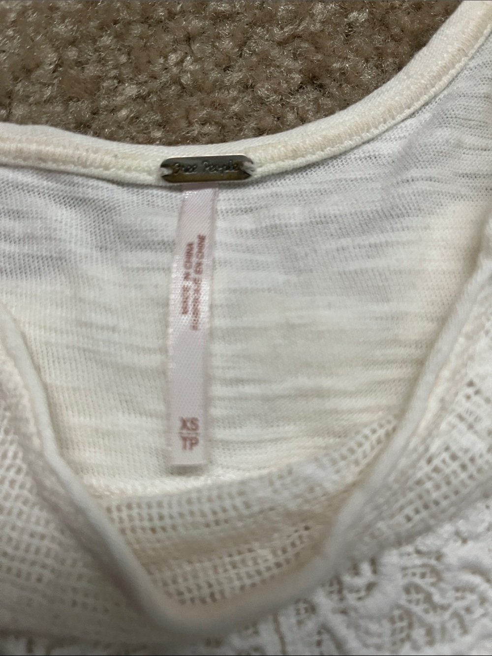 Free People Ivory Crochet Lace Tank Top - Picture 2 of 3